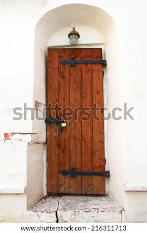 Russia. Old doors in the houses on the territory of the Novodevichy convent in Moscow.