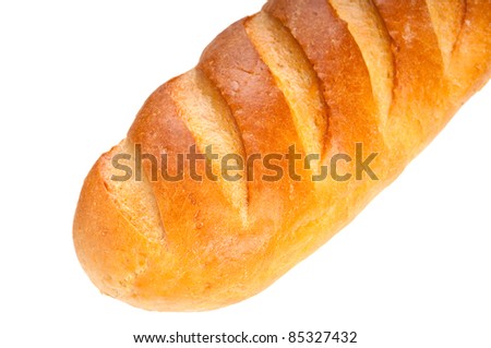 Long loaf bread  on white background