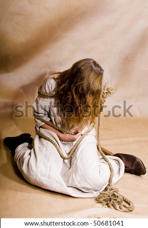 girl crying in corner. stock photo : Crying woman