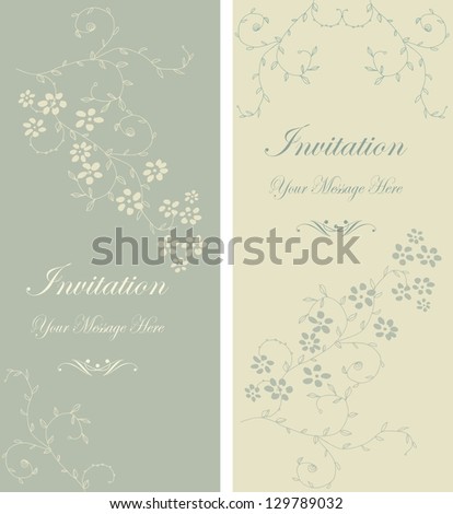 set of beautiful floral invitation cards set of beautiful floral invitation cards