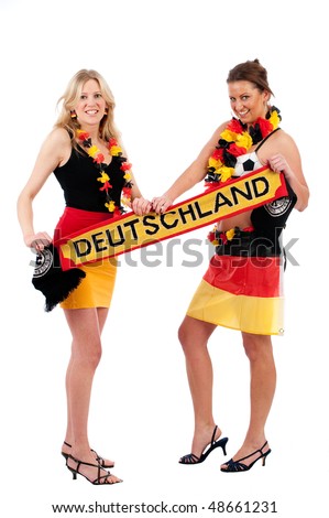 Sexy young soccer fan in the German national colors to cheer their fans