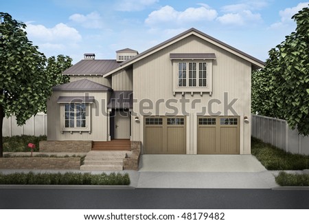large detached house; 3D rendered image