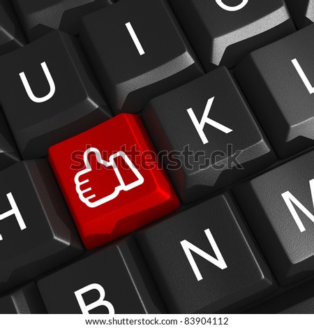 Thumb Up Icon On Computer Keyboard