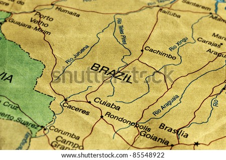 Ancient World Map of Brazil