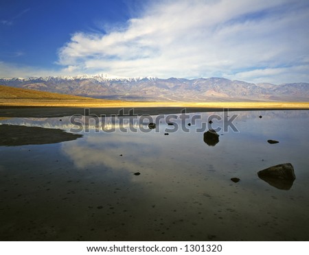 Bad Water, 282 feet below sea level, the lowest point in the United States, located in Death Valley National Park, California.