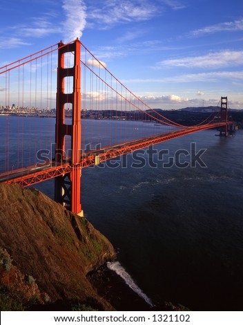 Golden Gate Bridge 9.  An evening image of The Golden Gate Bridge with San Francisco in the background.