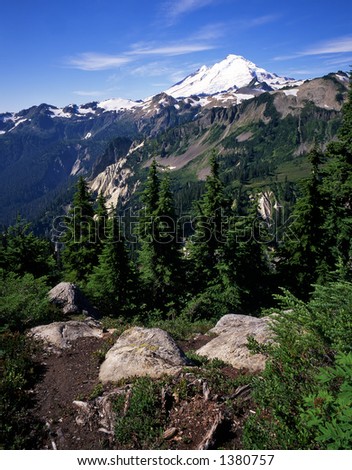 Glacier covered Mt. Baker is located in the Mt. Baker Wilderness Area of northwest Washington State.