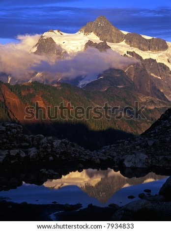 A glacier on Mt. Shuksan located in the North Cascades National Park of Washington State.