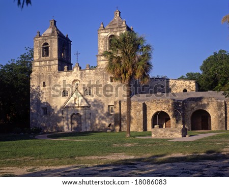 Mission Conception, part of the San Antonio Missions National Historical Park, in San Antonio, Texas.