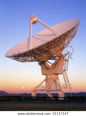 A satellite dish, part of the VLA (Very Large Array) Radio Telescope in New Mexico.