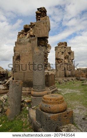 Ruins of a St. Gregory church in the ancient armenian capital city of Ani located near Kars, Turkey.