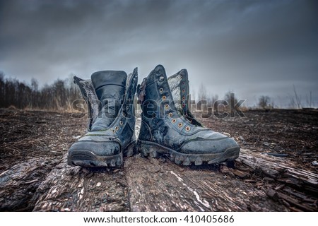 Black old Army Boots.