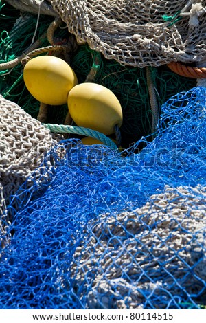 nets of fishing boats mediterranean sea