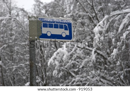 bus-stop picture in the winter forest
