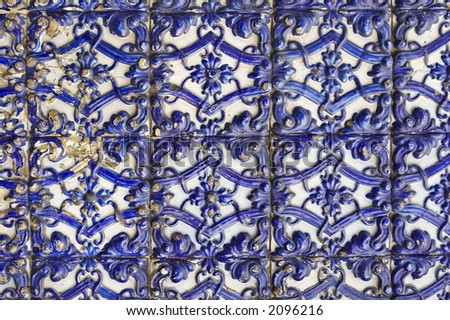 Portuguese glazed tiles, closeup