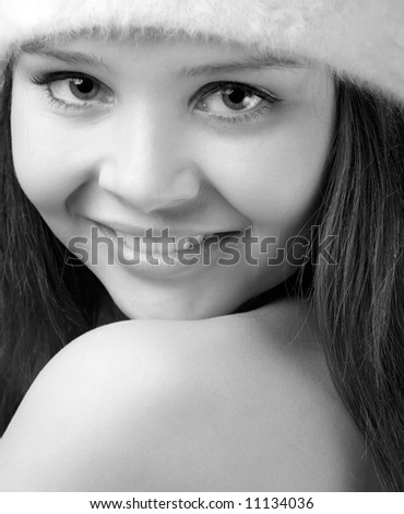 closeup of young girl\'s face with beautiful wide smile