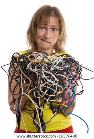MIT al desnudo Stock-photo-crazy-woman-with-tangle-of-cables-and-wires-in-hands-isolated-on-white-16596400