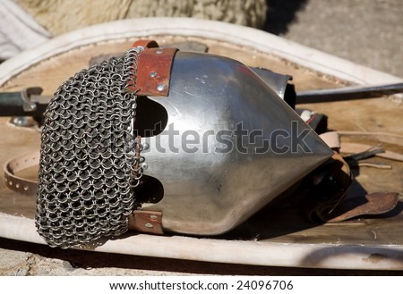 Medieval protection of knights - helmet and an armour