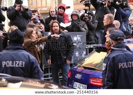 BERLIN, GERMANY - FEBRUARY 08: Actor Christian Bale poses during the photocall of \'Knight of Cups\' within the 65th Berlin Film Festival in Berlin, Germany on February 08, 2015.