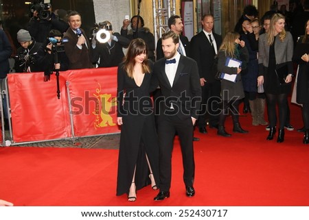 BERLIN, GERMANY - FEBRUARY 11: Jamie Dornan, Dakota Johnson and attend the \'Fifty Shades of Grey\' premiere during the 65th Berlinale  Festival at Zoo Palast on February 11, 2015 in Berlin, Germany.