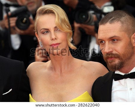 Charlize Theron, Tom Hardy attend the 'Mad Max : Fury Road' Premiere during the 68th annual Cannes Film Festival on May 14, 2015 in Cannes, France.