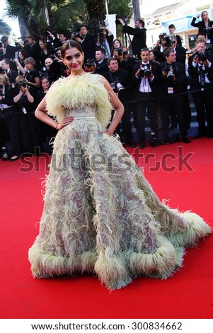 CANNES, FRANCE - MAY 18: Sonam Kapoor attends the Premiere of \'Inside Out\' during the 68th annual Cannes Film Festival on May 18, 2015 in Cannes, France.