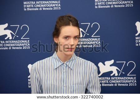 Stacy Martin attends a photocall for \'Taj Mahal\' during the 72nd Venice Film Festival at Palazzo del Casino on September 10, 2015 in Venice, Italy.