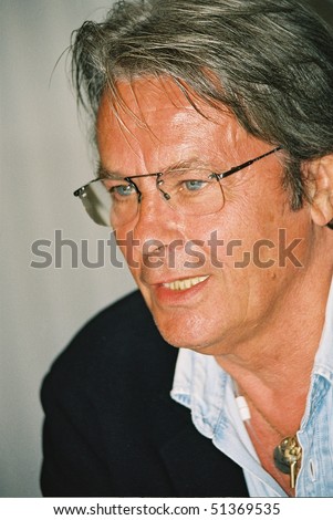 stock photo MOSCOW JULY 28 Alain Delon attends the press conference at 