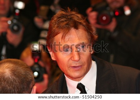 BERLIN - FEBRUARY 19: Actor Liam Neeson on stage at the \'Golden Bear\' award ceremony during the 55th annual Berlinale International Film Festival on February 19, 2005 in Berlin, Germany.