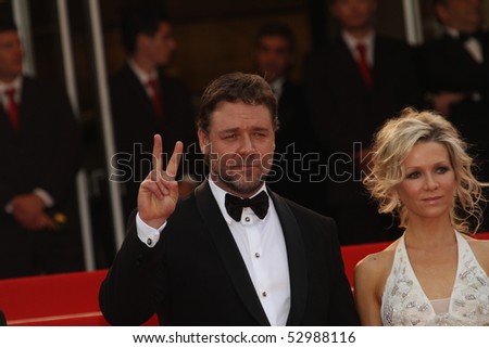 stock photo CANNES FRANCE MAY 12 Russel Crowe and Danielle Spencer 