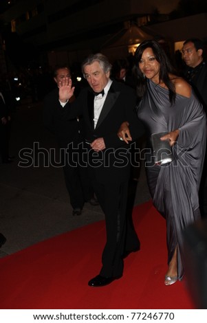 CANNES, FRANCE - MAY 11: Robert De Niro  and  wife Grace Hightower attends the opening night dinner during the 64th Annual Cannes Festival at Palais des Festivals on May 11, 2011 in Cannes, France