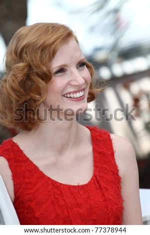 CANNES, FRANCE - MAY 16: Jessica Chastain attends \'The Tree Of Life\' photocall during the 64th Annual Cannes Film Festival at Palais des Festivals on May 16, 2011 in Cannes, France