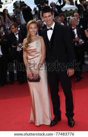 CANNES, FRANCE - MAY 17:   Novak Djokovic; Jelena Ristic  attend \'The Beaver\' Premiere during the 64th Cannes Film Festival at Palais des Festivals on May 17, 2011 in Cannes, France.
