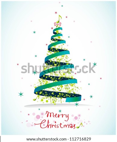 Abstract background for the holiday Christmas with music and Christmas tree branches.