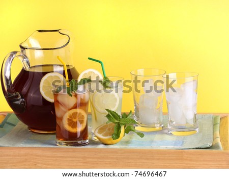 Green Tea and Lemonade on Tray