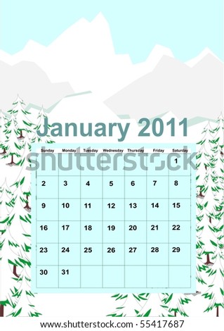 Calendar Pictures For January. calendar page for January
