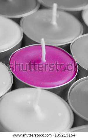 background of selective color tealight candles