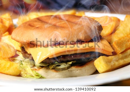 steaming hot Hamburger