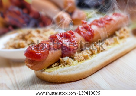 steaming hot dog