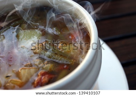 steaming hot soup
