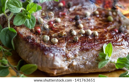 steaming hot steak