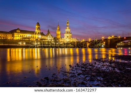 the old city of Dresden at sundown