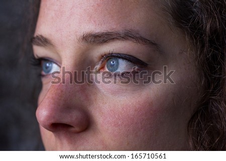 brunette woman eyes close up