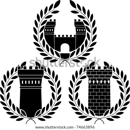 stock vector set of towers stencils vector illustration