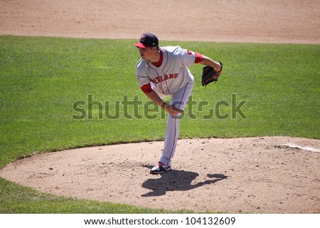 HARRISBURG, PA - MAY 31: Portland Sea Dogs\' pitcher Chris Balcolm-Miller throws a pitch against the Harrisburg Senators at Metro Bank Park on May 31, 2012 in Harrisburg, PA.