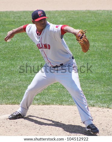 HARRISBURG, PA - MAY 31: Portland Sea Dogs\' pitcher Chris Balcolm-Miller throws a pitch against the Harrisburg Senators at Metro Bank Park on May 31, 2012 in Harrisburg, PA.