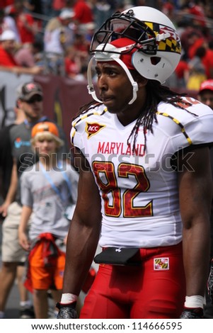 PHILADELPHIA, PA. - SEPTEMBER 8: Maryland wide receiver Marcus Leak walks off the field at halftime against Temple on September 8, 2012 at Lincoln Financial Field in Philadelphia, PA.