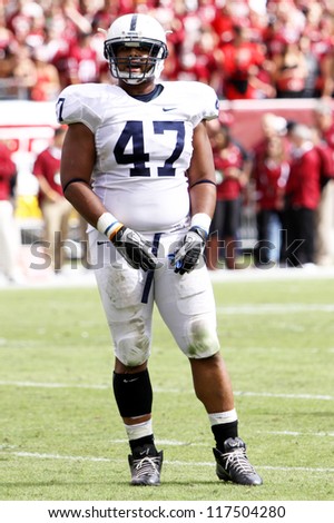 PHILADELPHIA, PA. - SEPTEMBER 17: Penn State Defensive Lineman Jordan Hill  warms up prior to a game on September 17, 2011 at Lincoln Financial Field in Philadelphia, PA