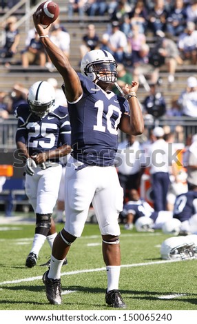 UNIVERSITY PARK, PA - OCT 9: Penn State quarterback Paul Jones warms up before a game with Illinois at Beaver Stadium on October 9, 2010 in University Park, PA