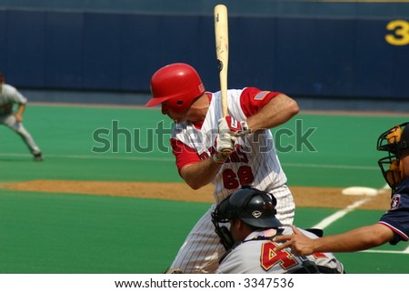 Left-handed baseball batter